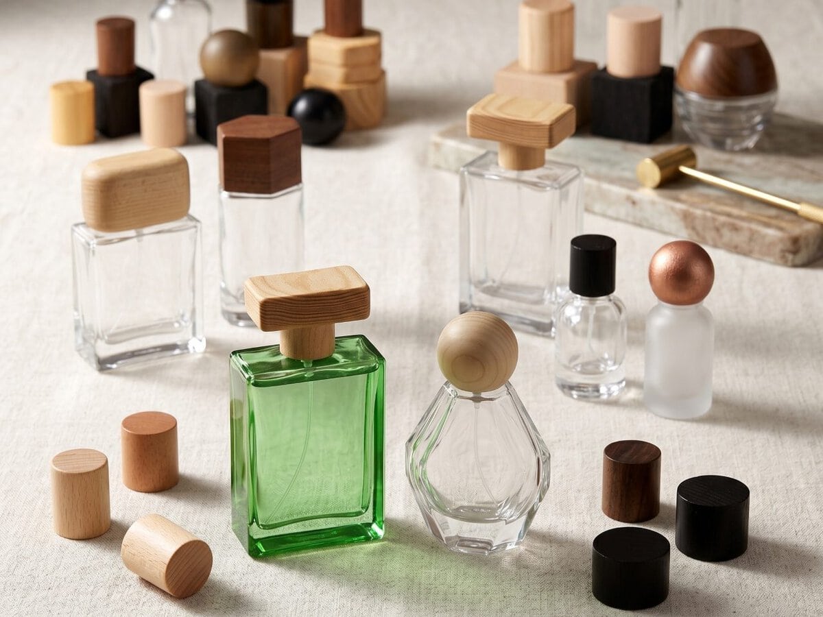 Custom wooden perfume caps for luxury fragrance brands