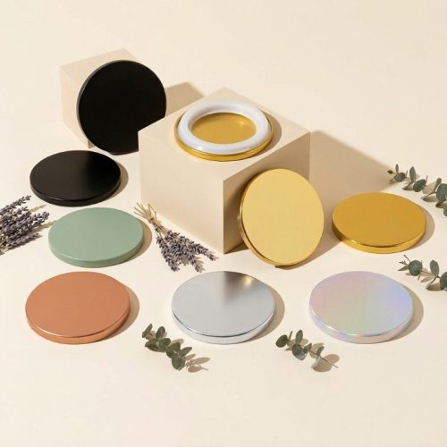 Custom colorful lids for tinplate candle packaging collection